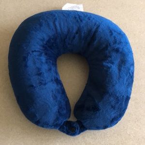 Brookstone Soft Microbead Travel Pillow Neck Lumbar  navy blue